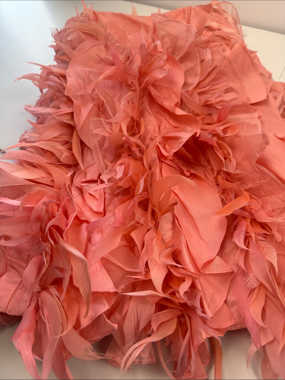 Silk Coral Feathered Short Mini Dress - Picture 11 of 11